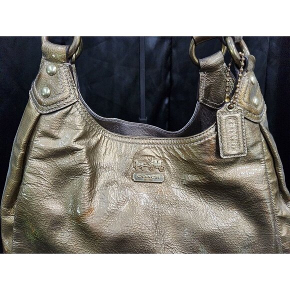 Authentic Coach Gold Patent Leather Maggie Hobo Shoulder Bag No. 14331-EUC - Picture 2 of 11